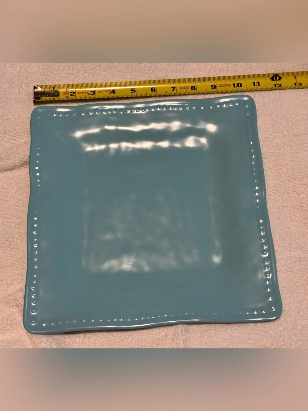 Tommy Bahama Caribbean Blue 100% Melamine 10.5” Square Dinner Plates Set of 4
